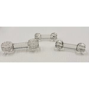 Antique American Brilliant Crystal Cut Glass Faceted Barbell Knife Rest Set of 3